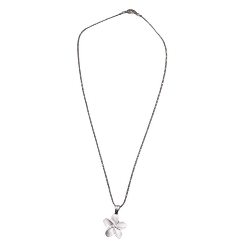Lia Sophia Floral Pendant Beaded Chain Necklace Silver Tone 18 Inches